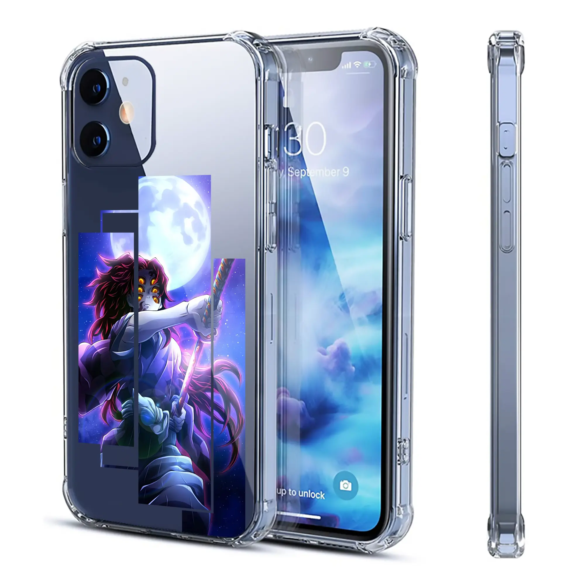 鬼滅の刃 グッズ,黒死牟 - IPhone 12シリーズ対応 ・ 透明スマホケース ・ クリアソフトケース ・ TPU素材 ・ 耐衝撃 ・ 高密着 ・ 防汚 防指紋 ・ 簡単着脱